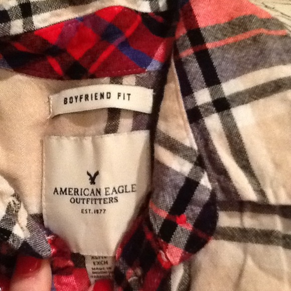 XS Boyfriend Fit American Eagle Soft Flannel - Picture 5 of 7